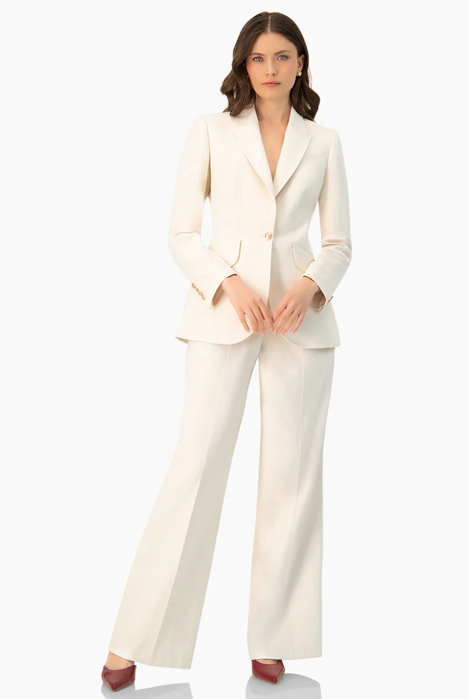 Pantalon recto en tono marfil - Image 6