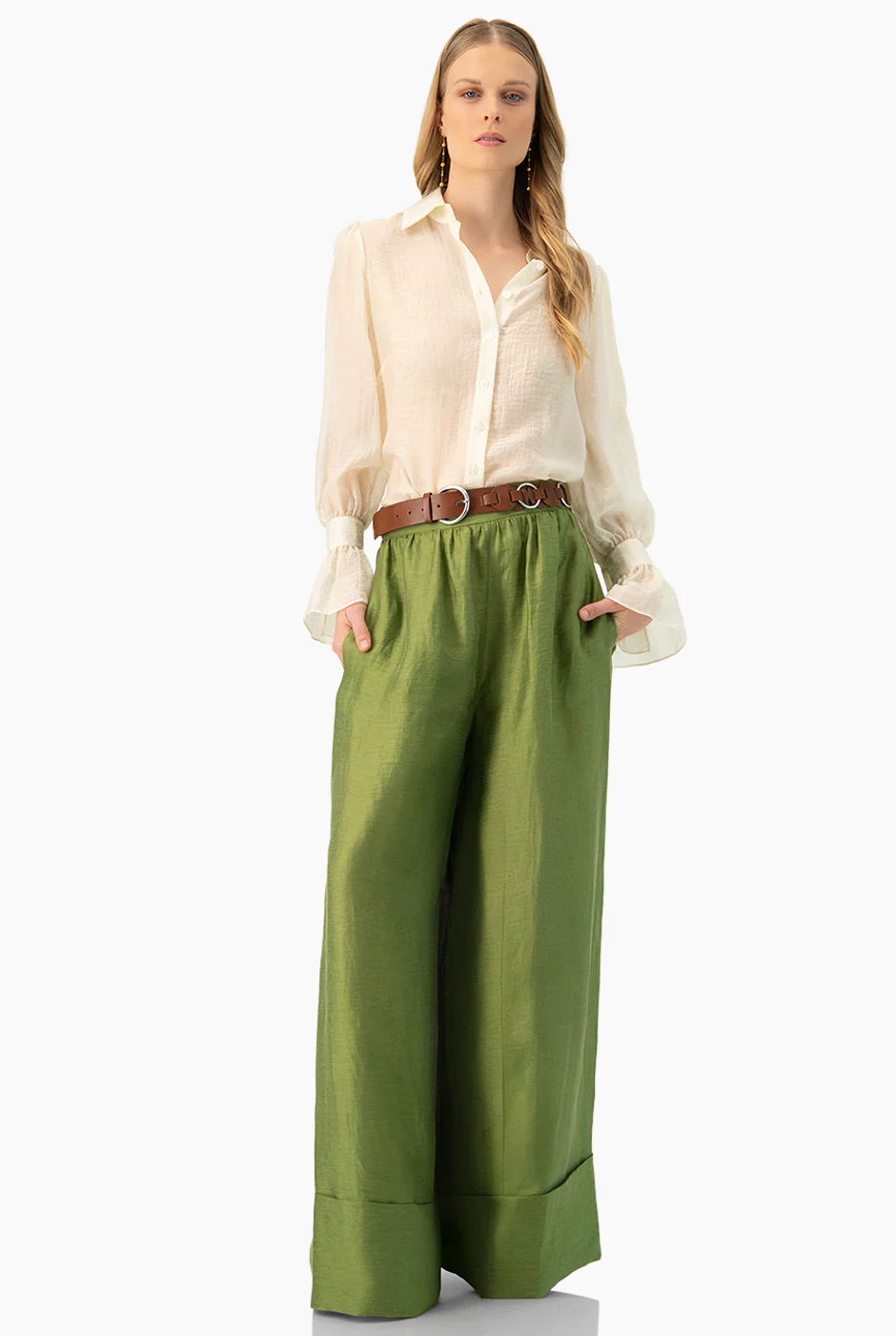 Pantalon verde de pierna maxi - Image 6