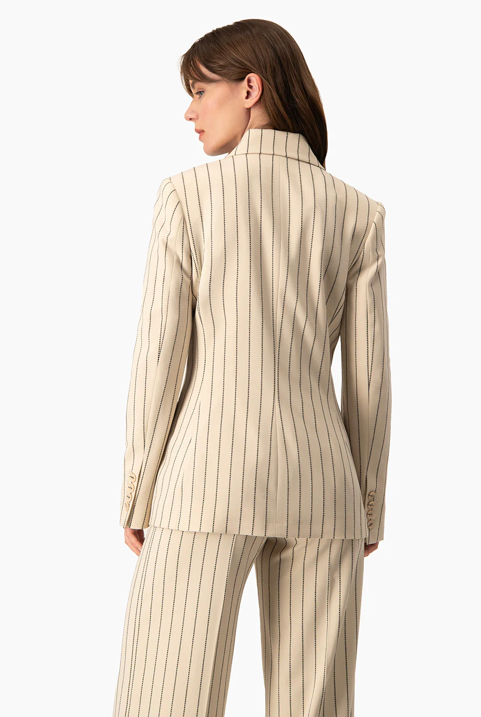 Saco Ivonne rayado doble botonadura - Image 2
