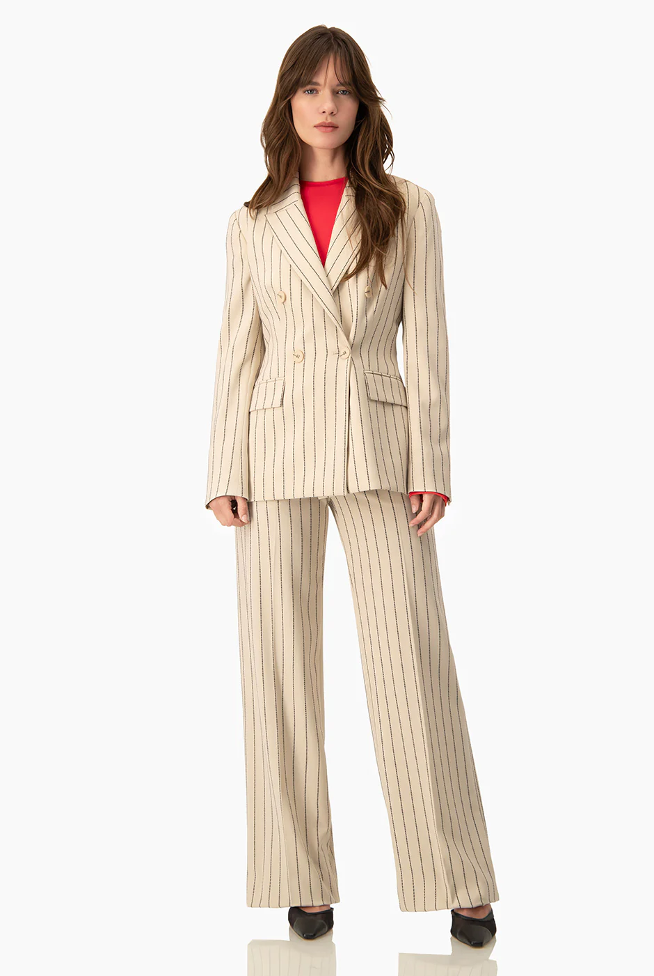 Saco Ivonne rayado doble botonadura - Image 3