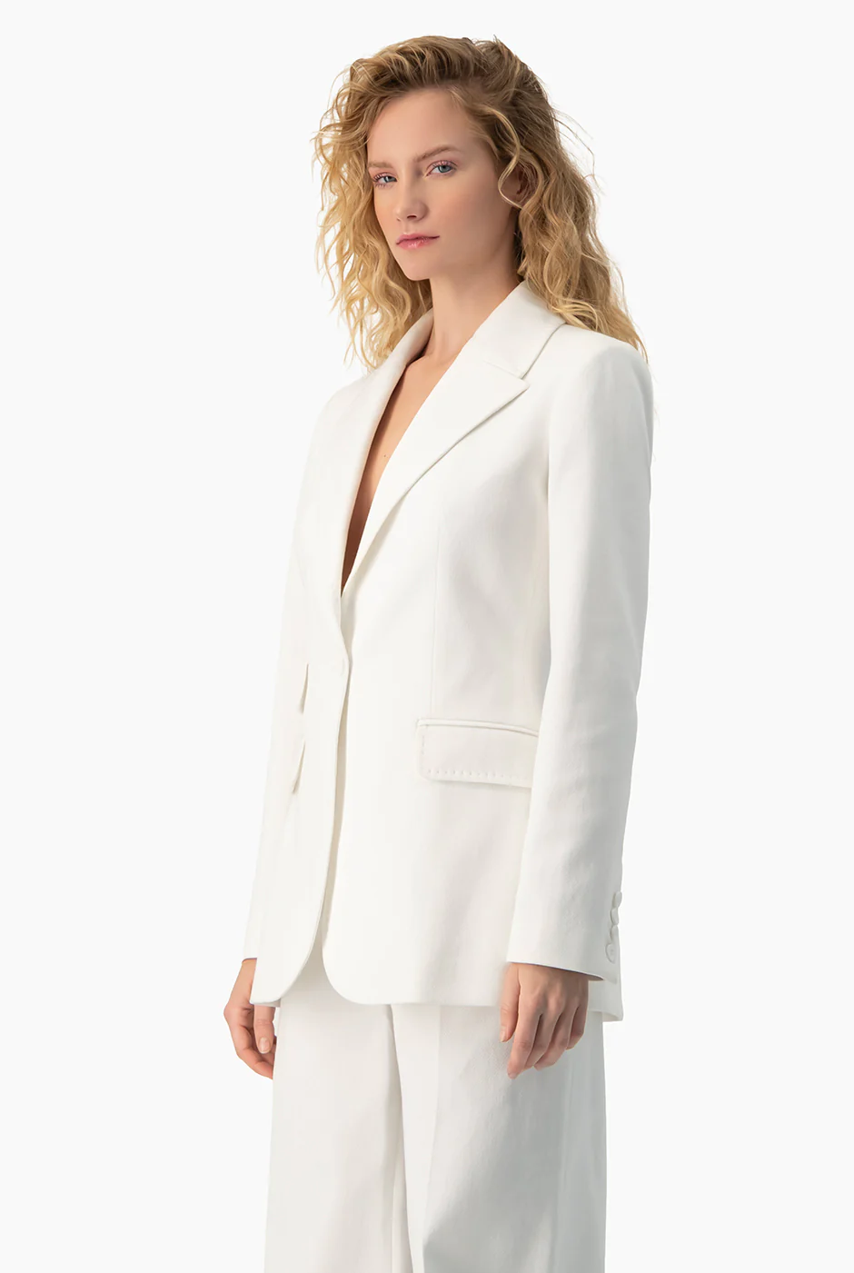 Saco sastreado liso blanco - Image 3