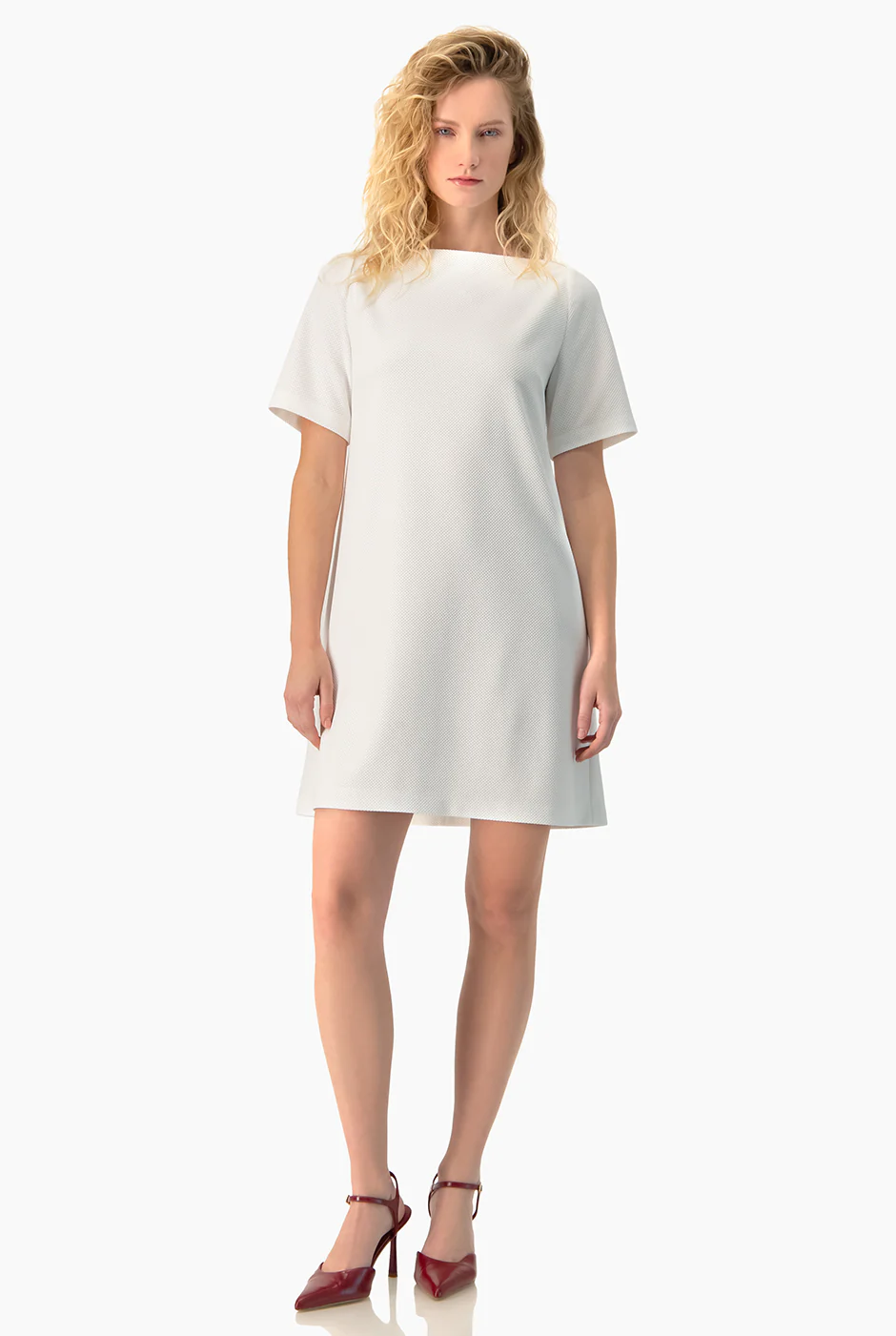 Vestido blanco corto linea A - Image 3