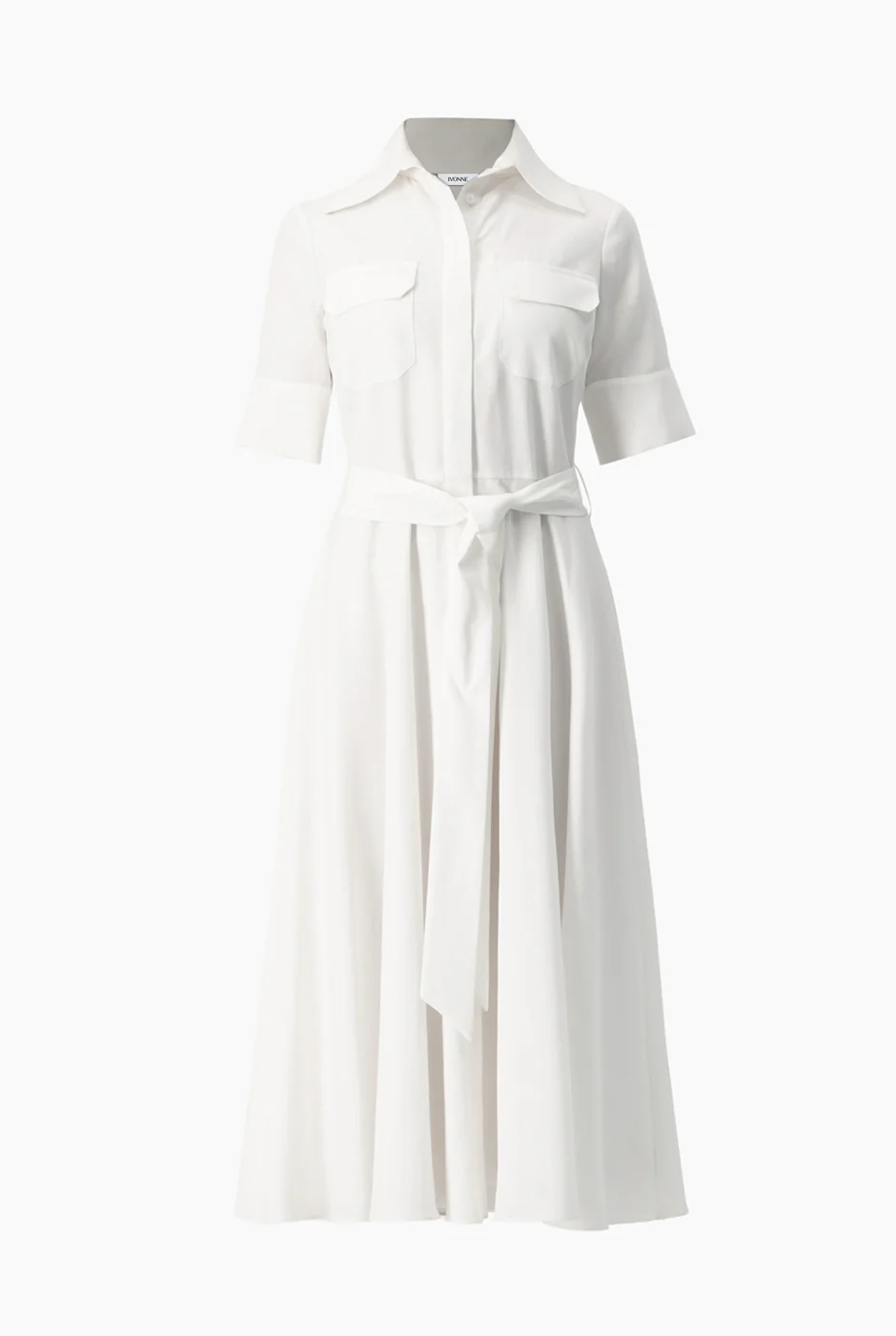 Vestido blanco manga corta y cinta - Image 5
