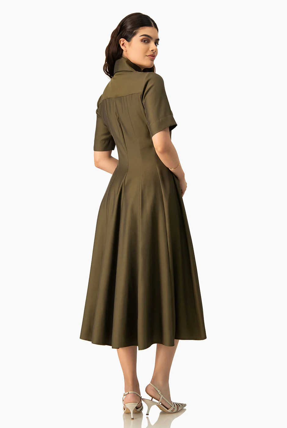 Vestido camisero midi liso - Image 2