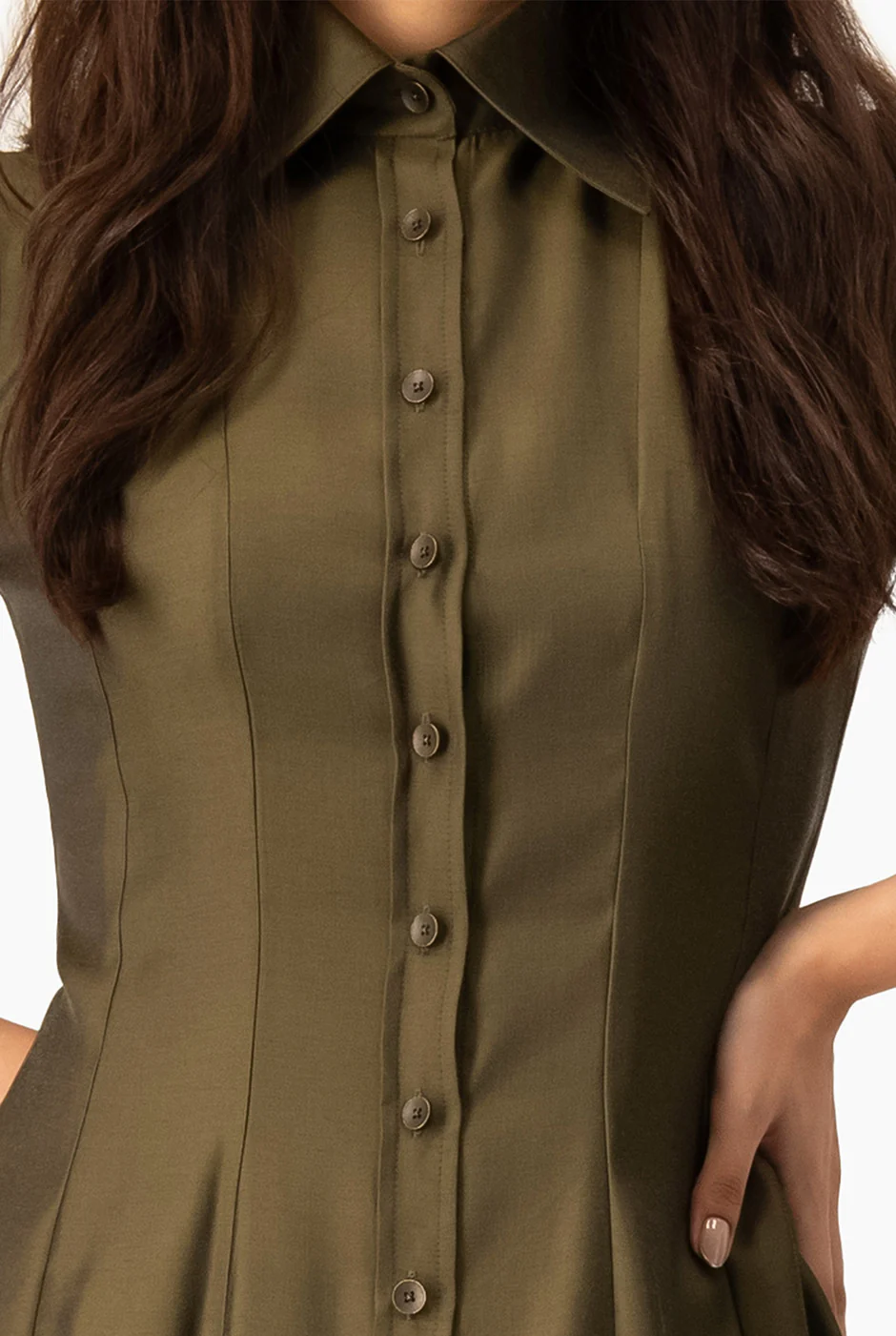 Vestido camisero midi liso - Image 4