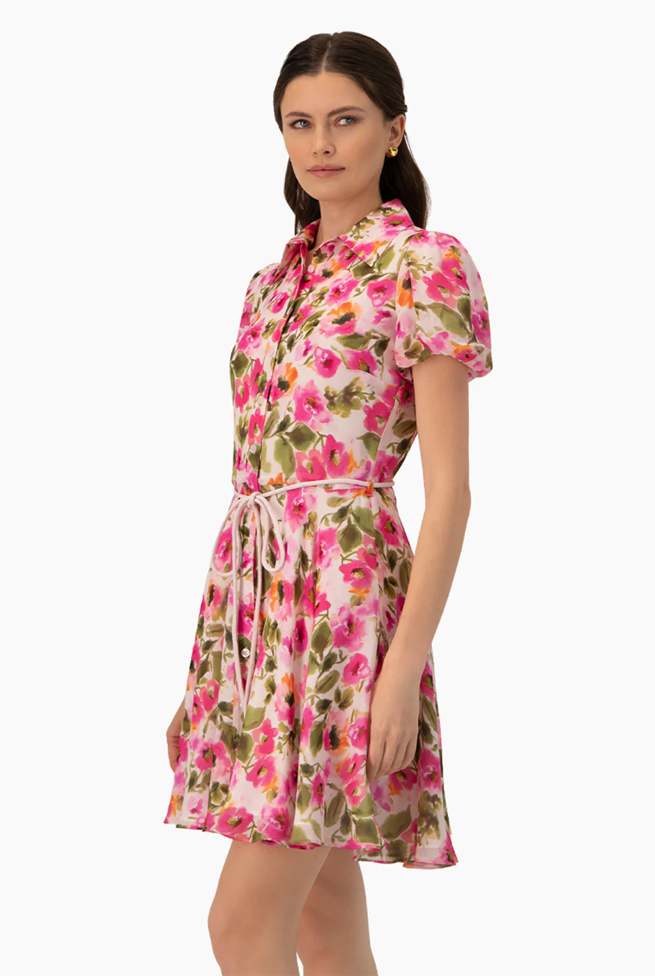 Vestido corto camisero con cinta - Image 4