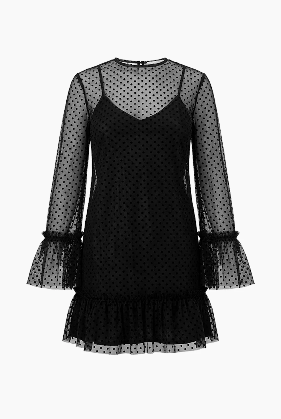 Vestido corto de manga larga amplia - Image 5