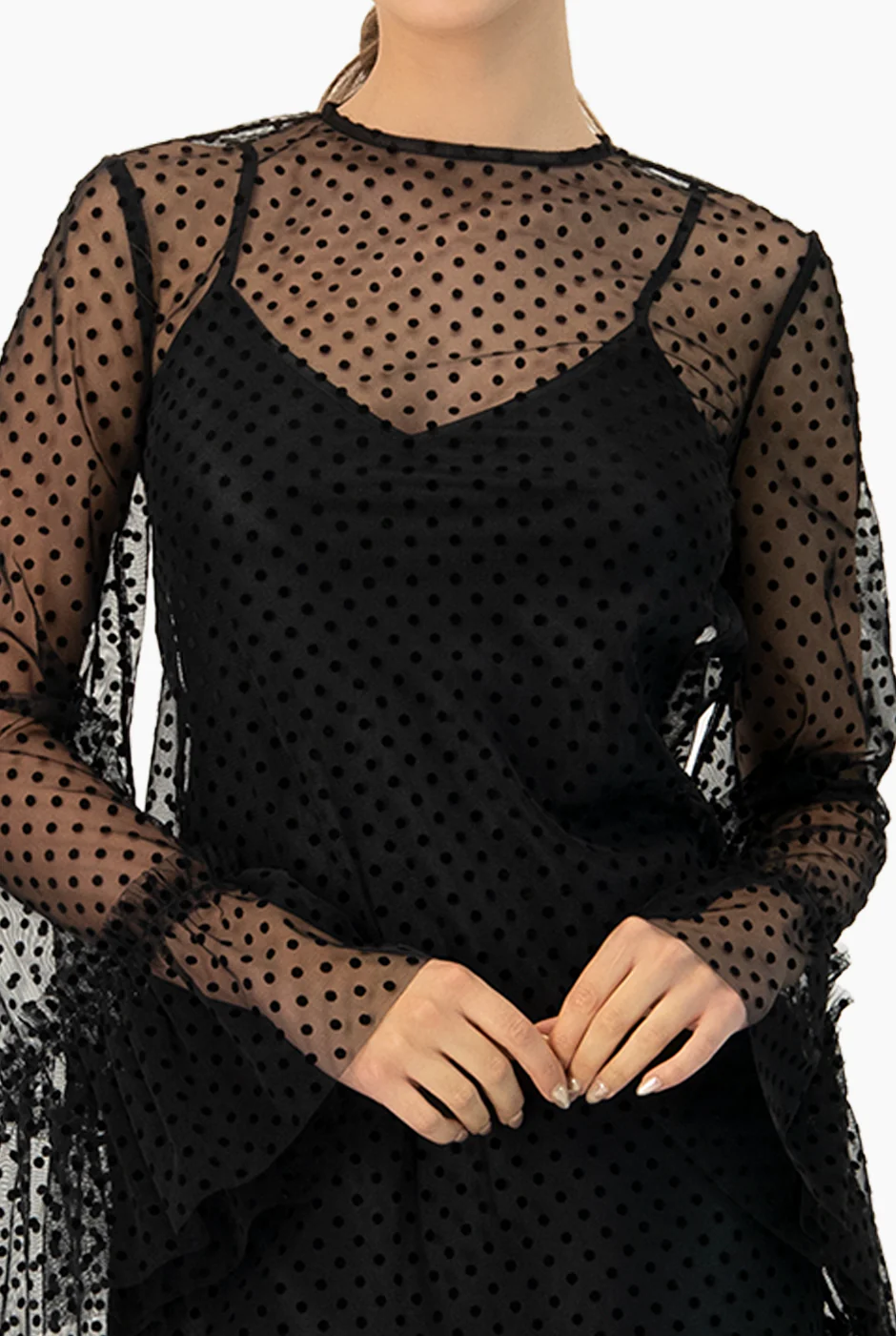 Vestido corto de manga larga amplia - Image 6