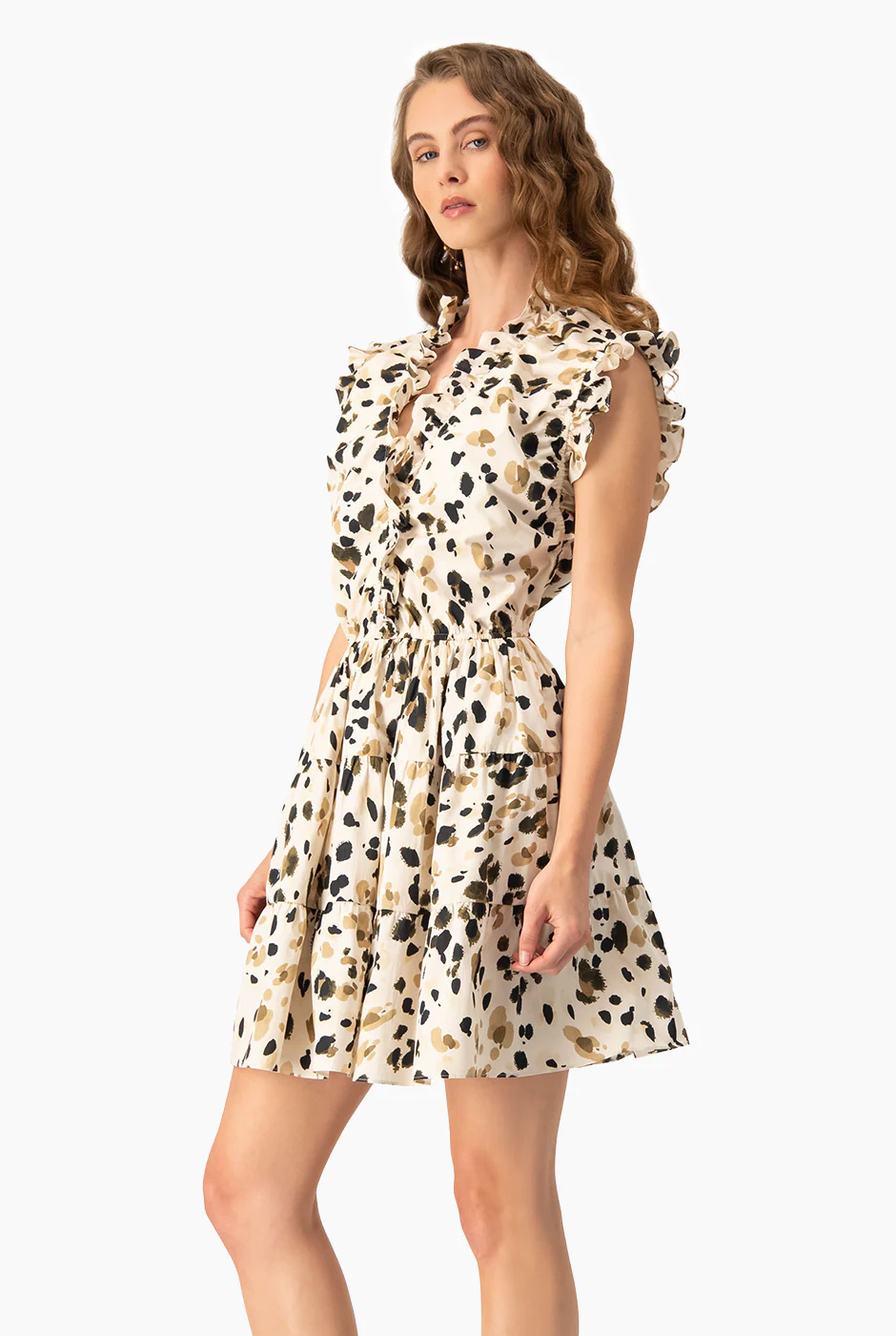 Vestido corto estampado y volantes - Image 6