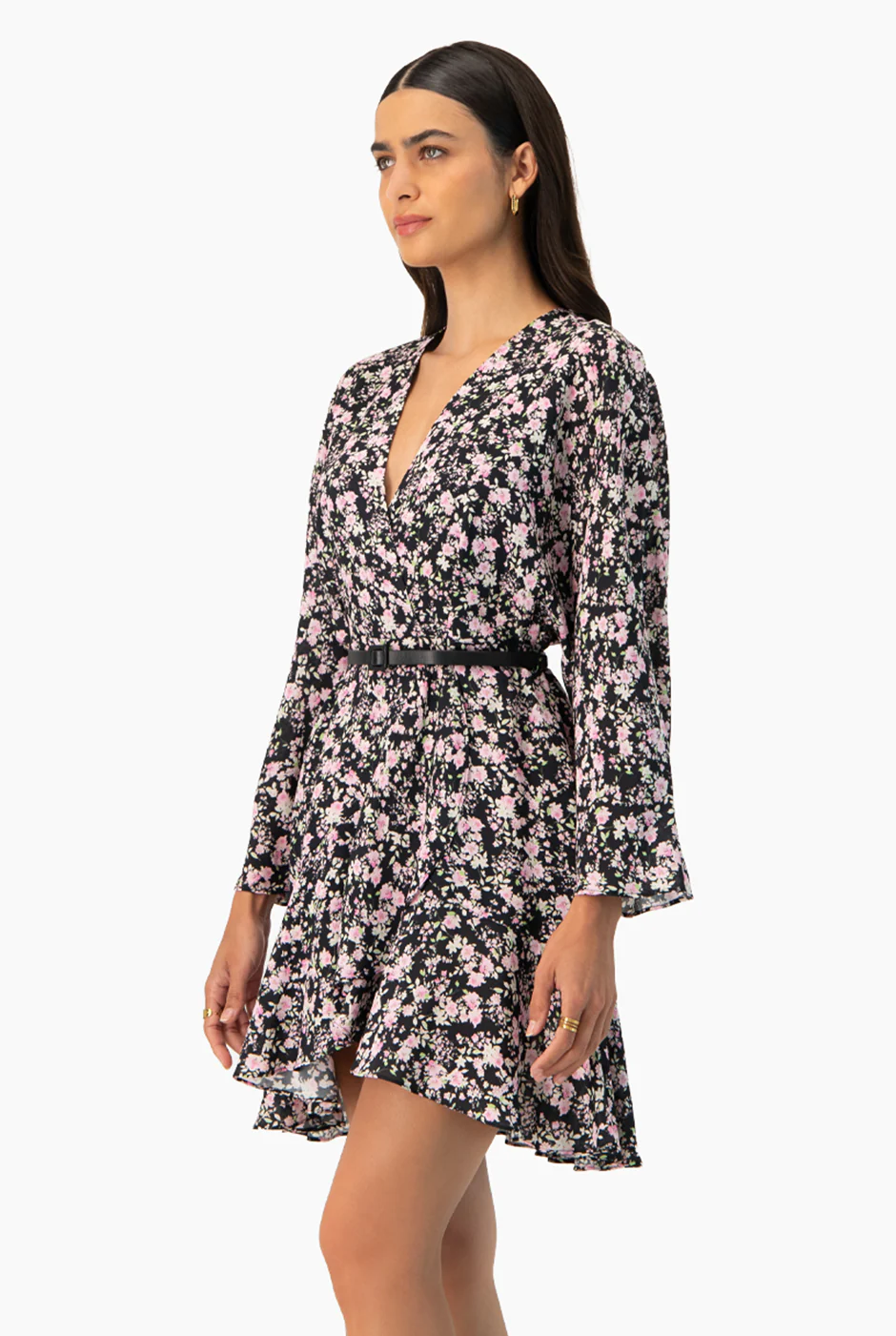 Vestido floreado corto escote en V - Image 4