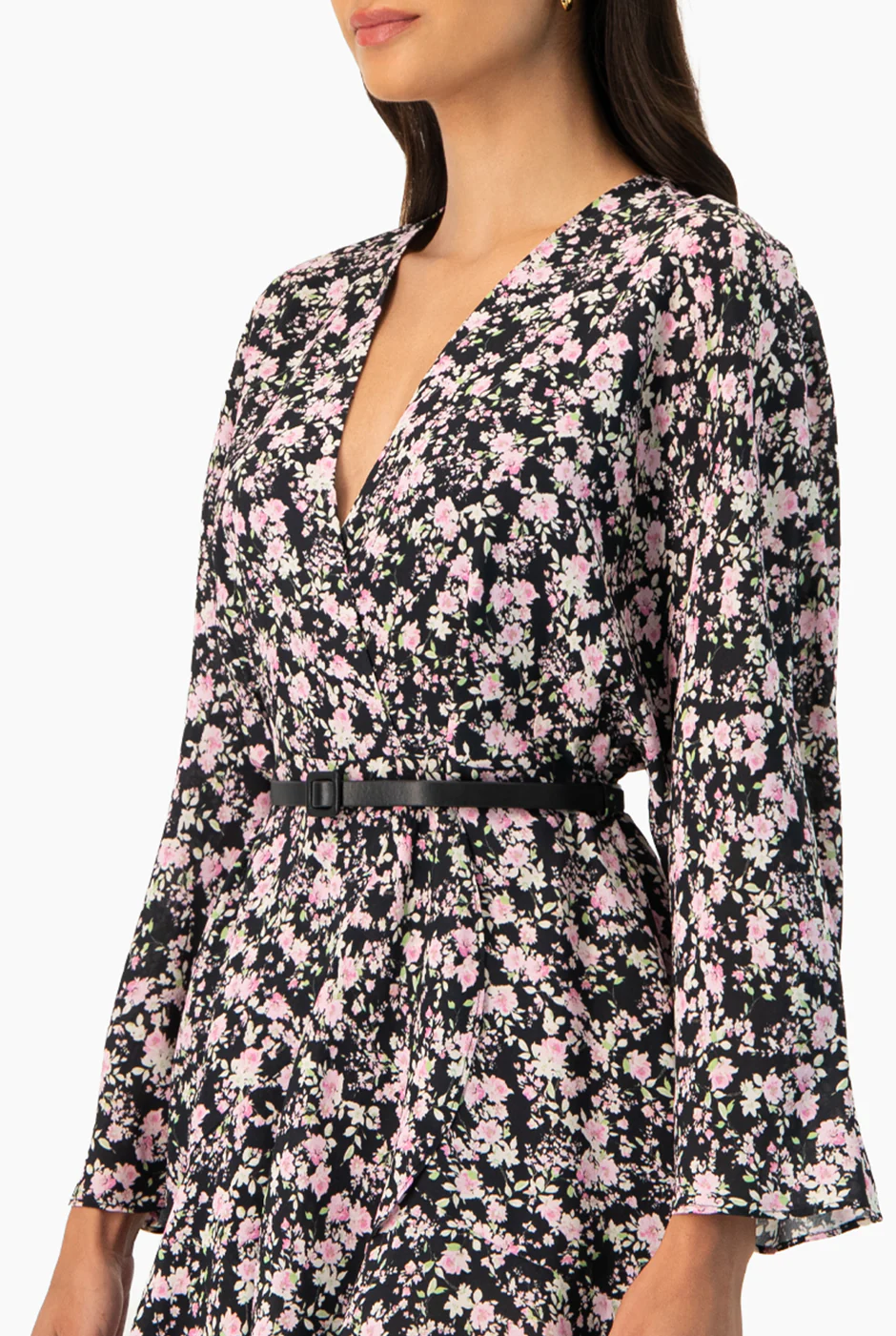 Vestido floreado corto escote en V - Image 6