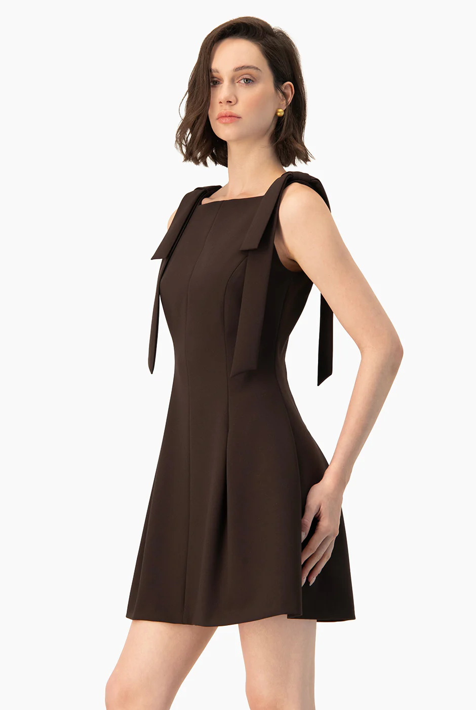 Vestido Ivonne corto cafe - Image 3