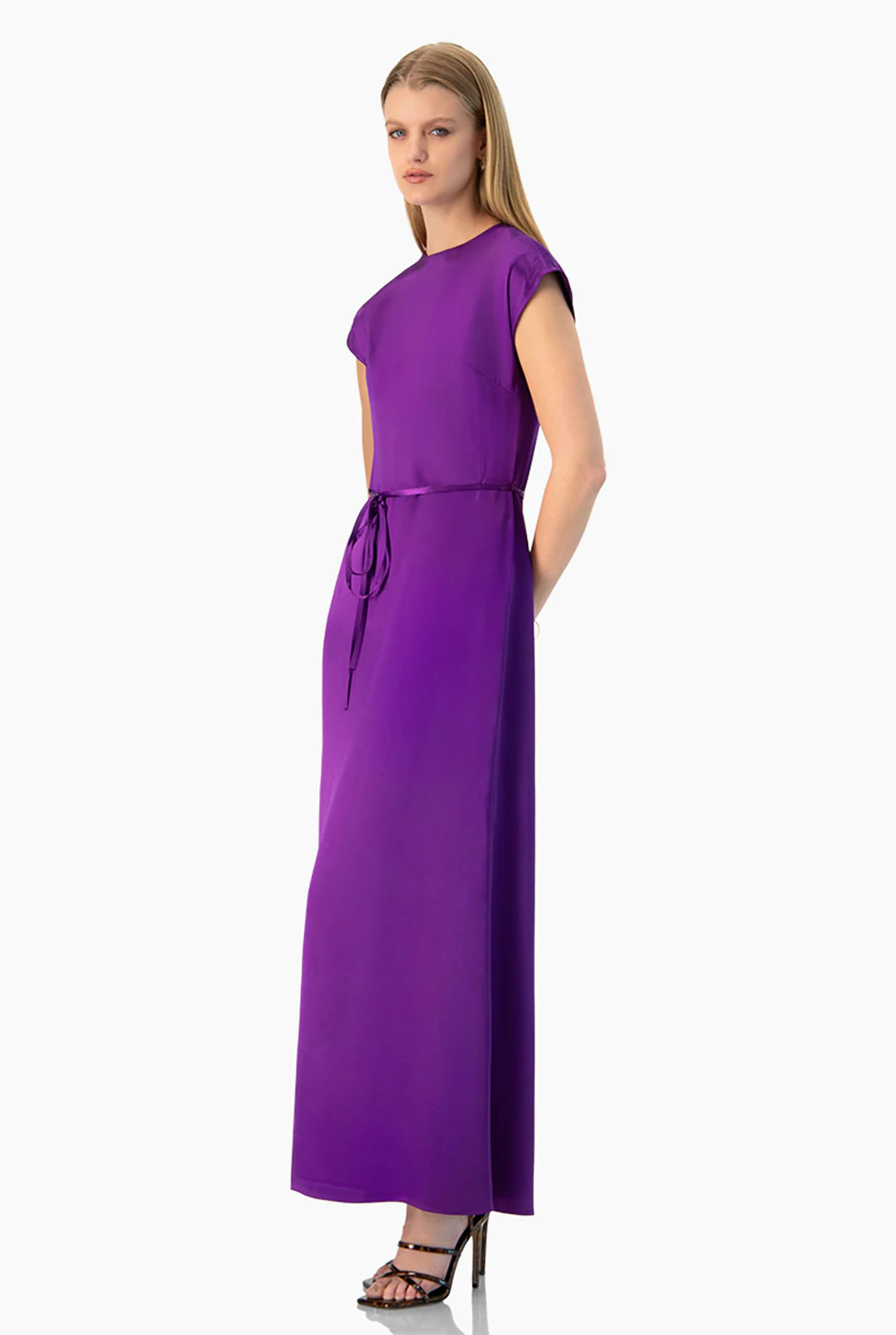 Vestido largo morado sin mangas - Image 3