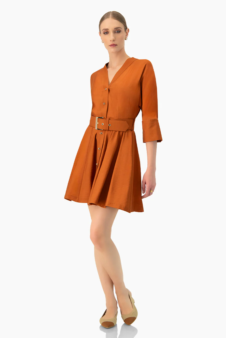 Vestido linea A con cinturon - Image 3
