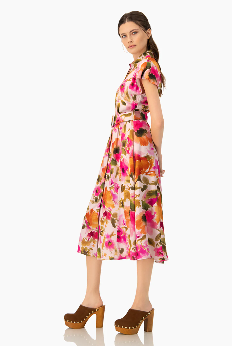 Vestido midi estampado con cinturon - Image 3