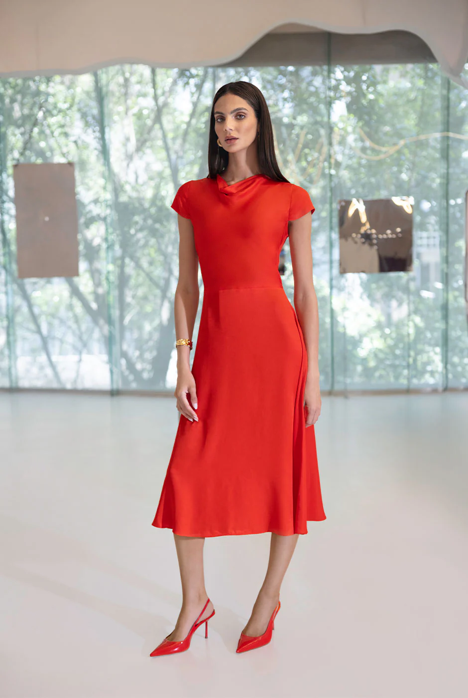 Vestido midi Ivonne liso - Image 3