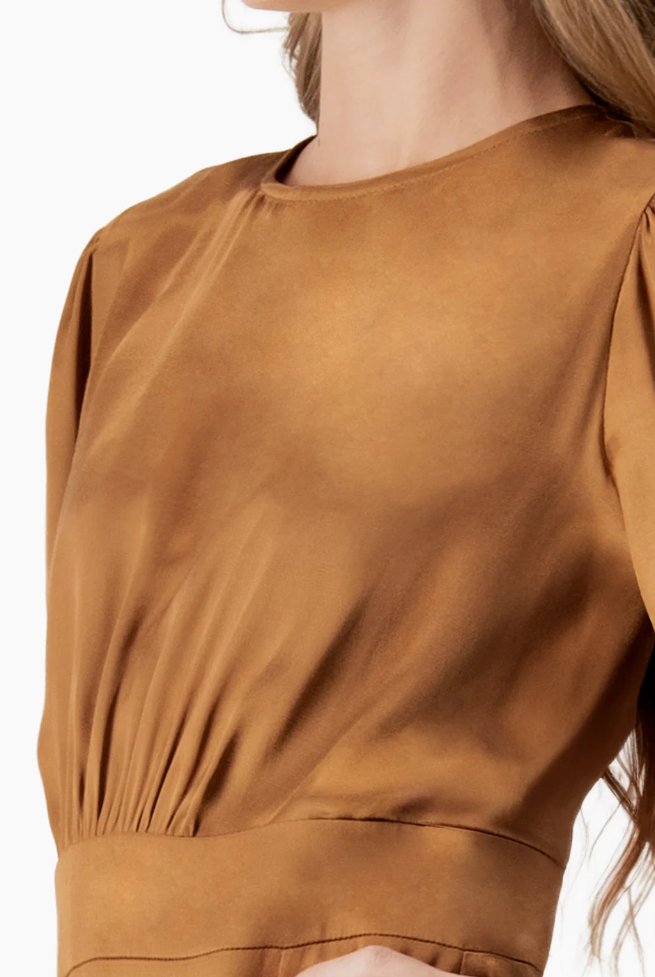 Vestido midi liso de manga corta - Image 6