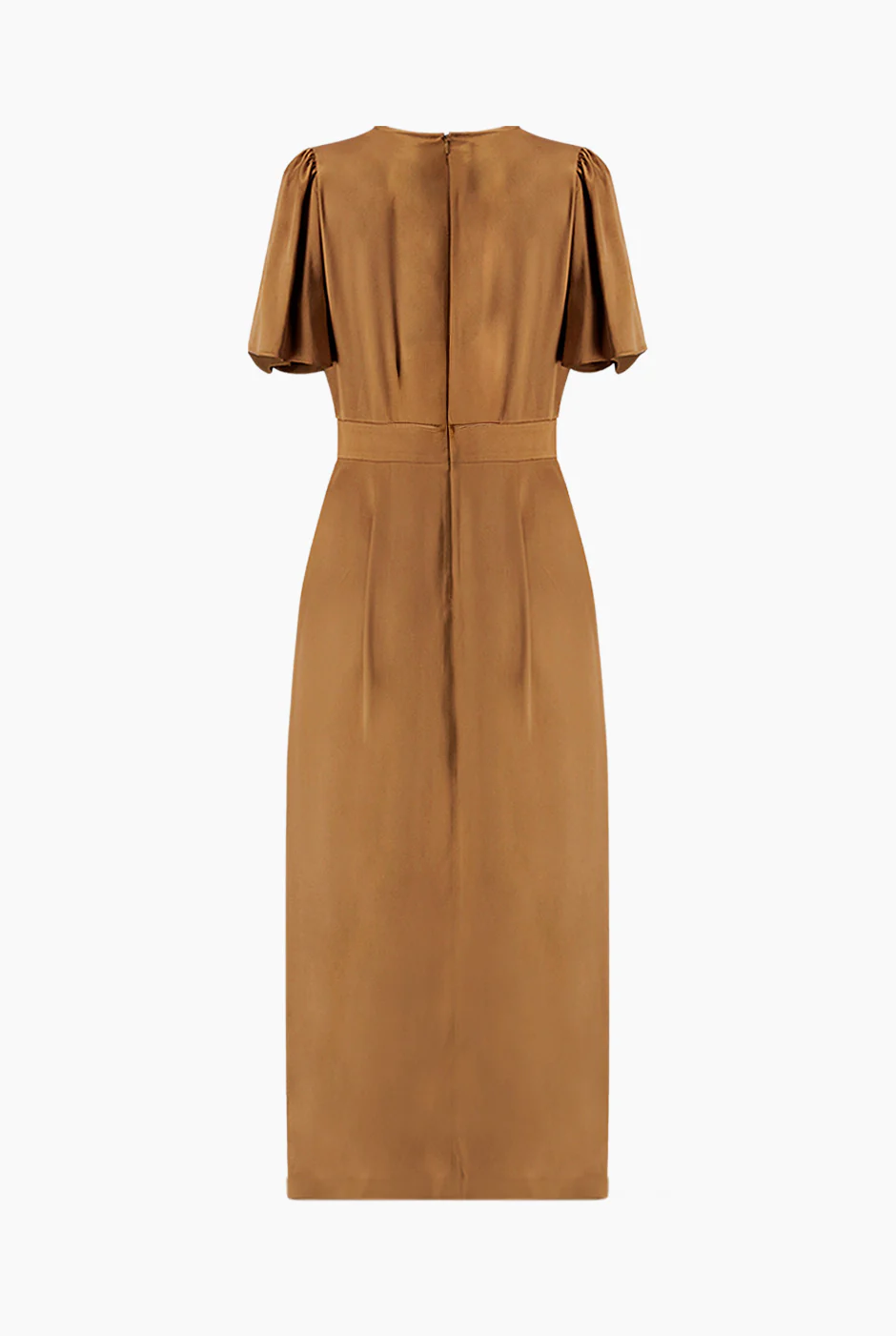 Vestido midi liso de manga corta - Image 7