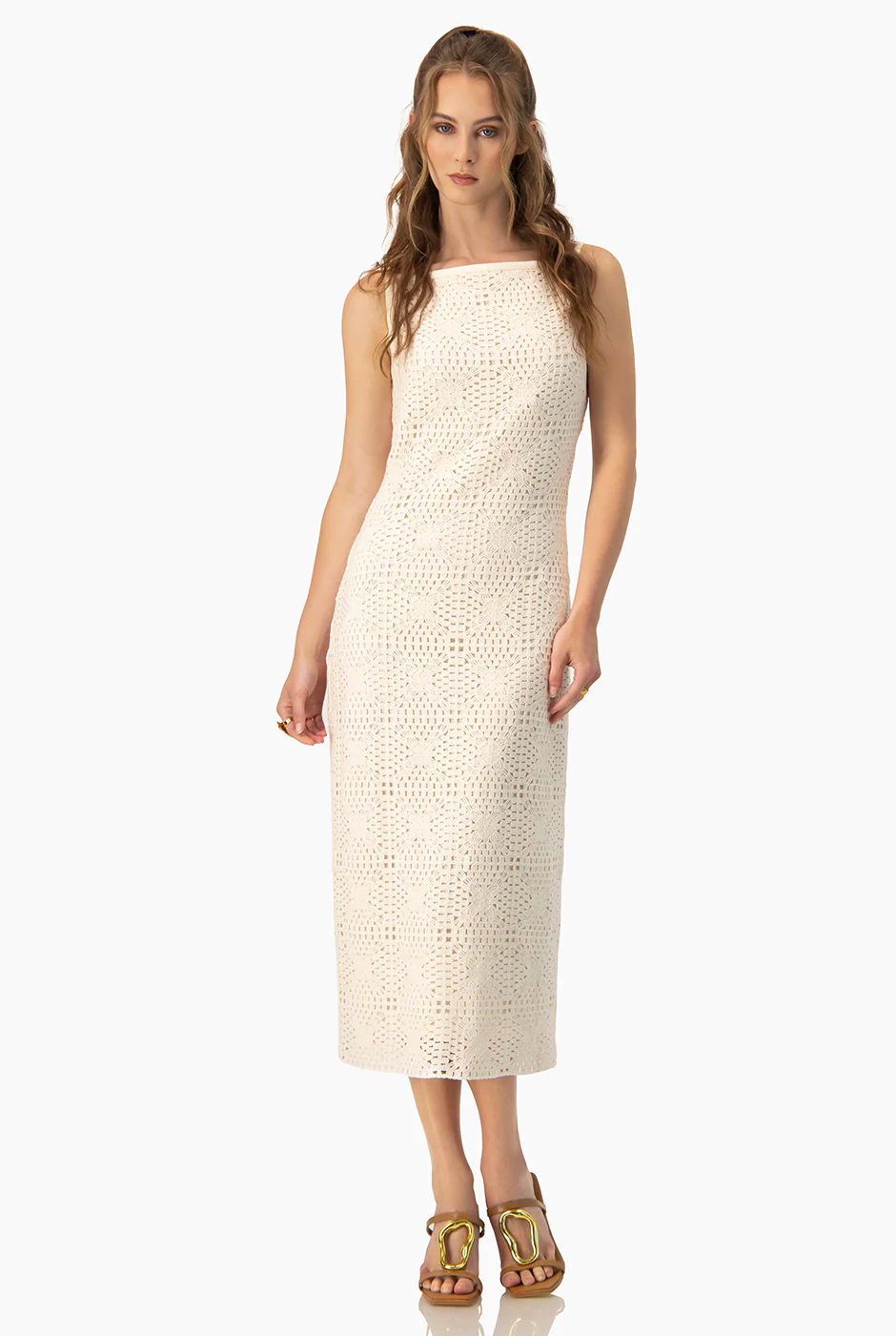 Vestido midi sin mangas tejido