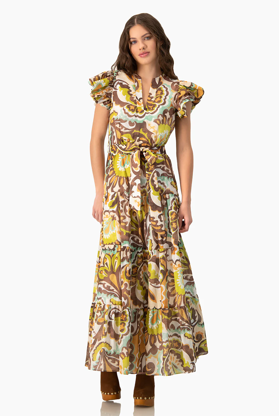 Vestido midi volantes en sisa