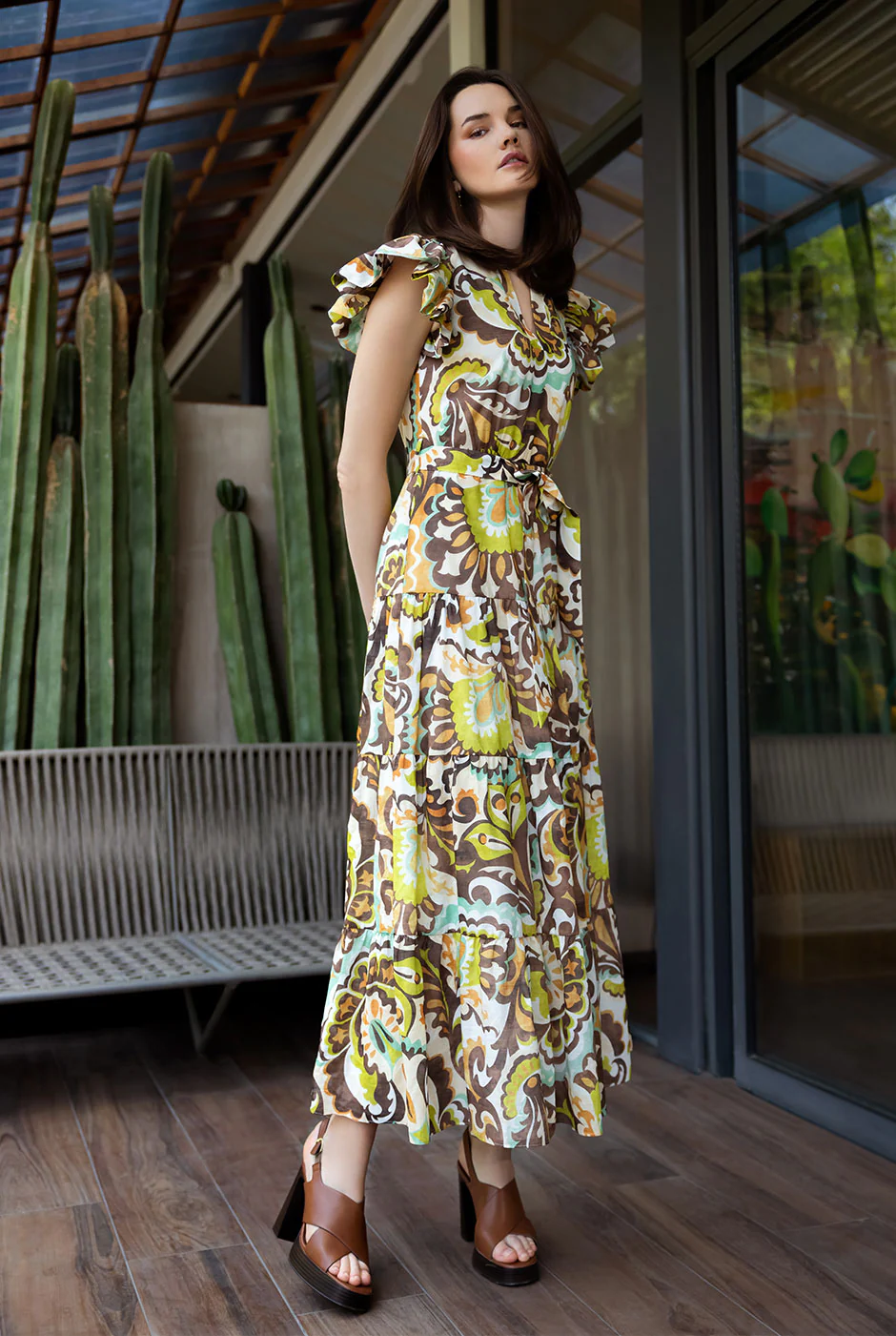 Vestido midi volantes en sisa - Image 3