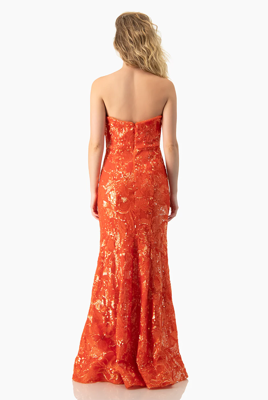 Vestido naranja strapless - Image 2