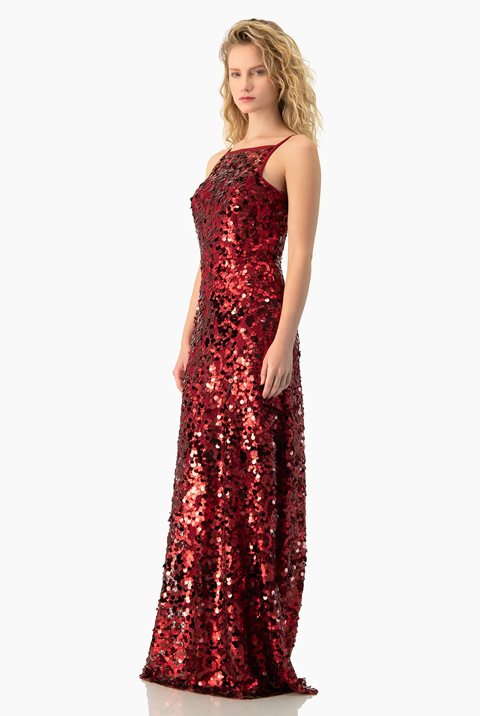 Vestido rojo largo sin mangas - Image 3