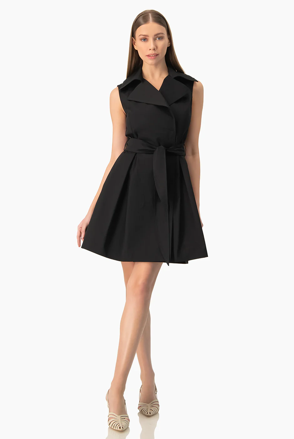 Vestido sin mangas cruzado negro - Image 3