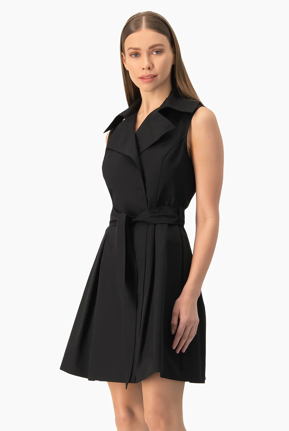 Vestido sin mangas cruzado negro - Image 4