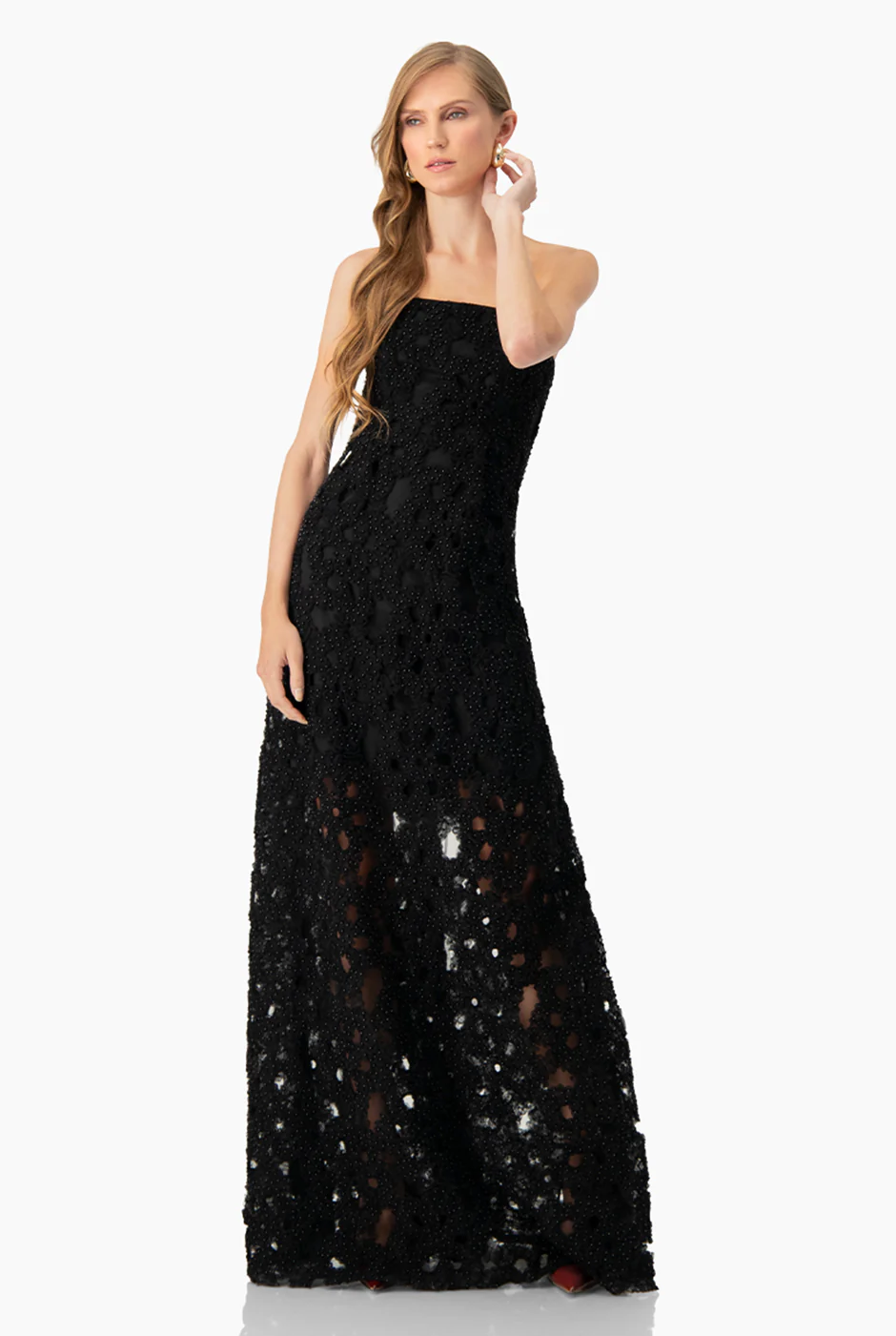 Vestido strapless con perlas - Image 3